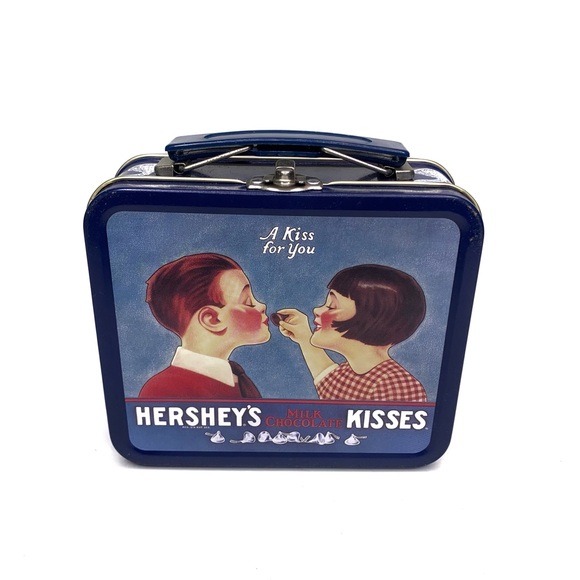 Vintage 1980’s Collectible Hershey’s Kisses Milk Chocolate Mini Lunch Box Tin - Picture 1 of 3